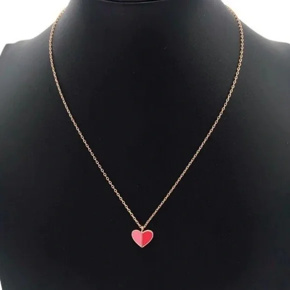 Kate Spade Heritage Red & Pink Heart Pendant with Beautiful Rose Gold Chain - Picture 4 of 7